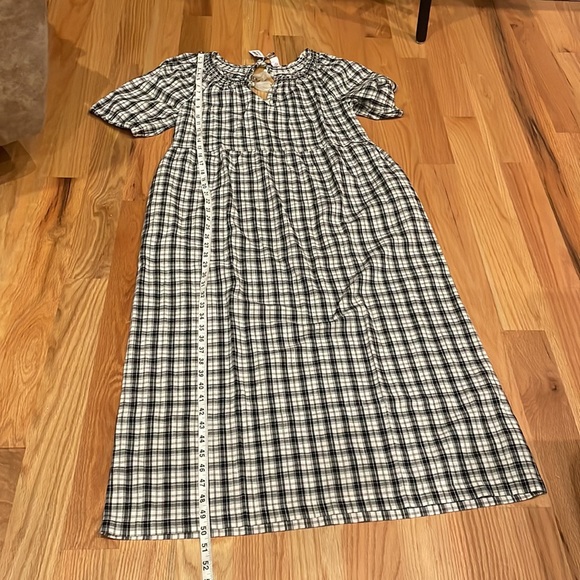 Old Navy black boho gingham peasant or prairie dress size medium tall new - Picture 3 of 7
